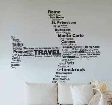 Autocollant mural avion villes - TenStickers