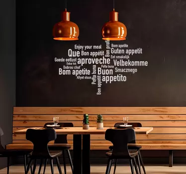 Sticker mural bon appétit en plusieurs langues - TenStickers