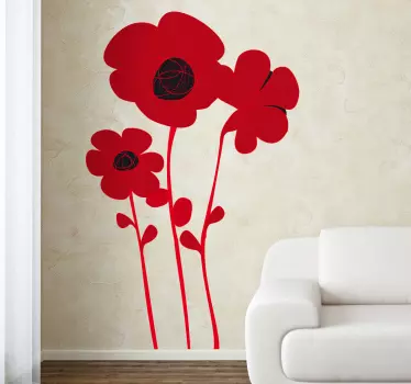 autocollant mural coquelicots asiatiques - TenStickers