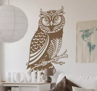 Autocollant mural dessin hibou réaliste - TenStickers