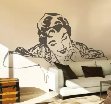 Autocollant mural retro regard femme - TenStickers