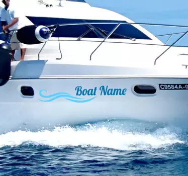 Sticker nom de bateau personnalisé style vague - TenStickers