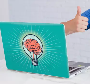Sticker ordinateur portable cerveau idée dessin - TenStickers