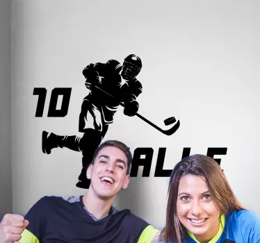 Autocollant Personnalisé Joueur de hockey avec nom - TenStickers