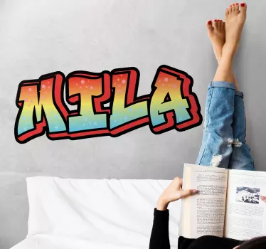 Autocollant Personnalisé Nom de graffiti rouge jaune et bleu - TenStickers