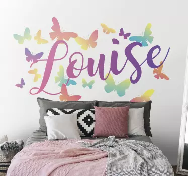 Sticker chambre ado papillons avec prénom - TenStickers
