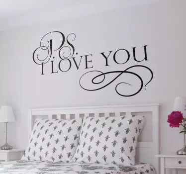 Autocollant Saint Valentin Ps I love you texte - TenStickers
