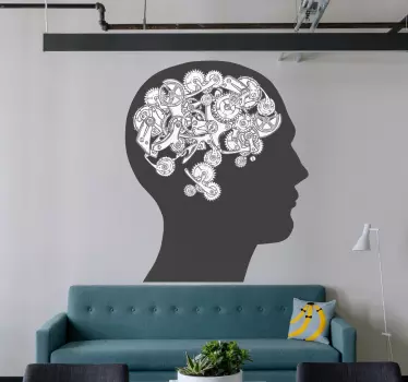 Autocollant Science Cerveau avec rouages - TenStickers