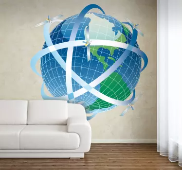 Autocollant terre satellites - TenStickers