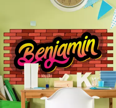 Autocollant Urbain Mur de briques et graffiti de nom - TenStickers