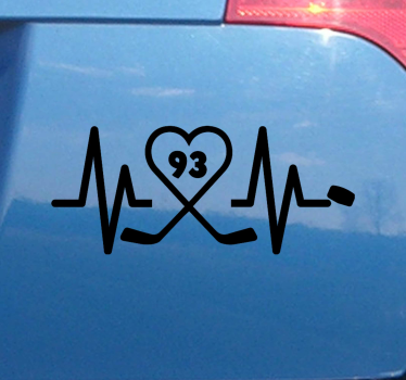 Autocollant Voiture Battement de coeur de hockey personnalisé - TenStickers