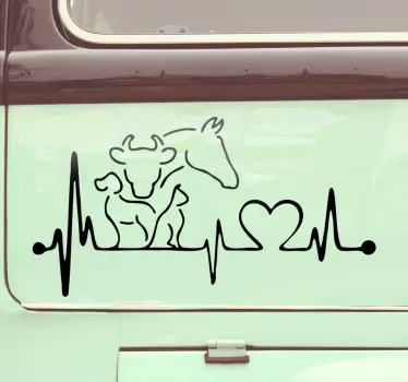 Autocollant voiture Battement de cœur et animaux - TenStickers