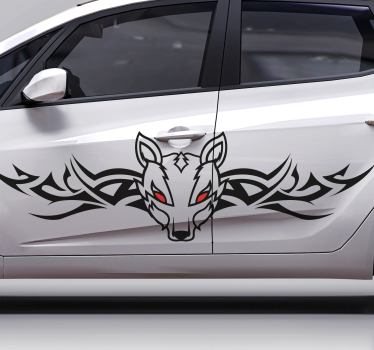 Autocollant Voiture Chien tribal aux yeux rouges - TenStickers
