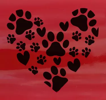 Autocollant voiture Cœur et pattes de chien - TenStickers