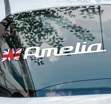 Autocollant Voiture Drapeau Royaume-Uni nom personnalisé - TenStickers