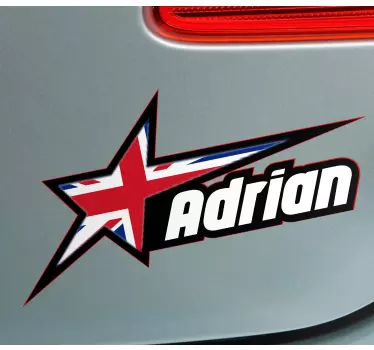 Autocollant Voiture Drapeau du royaume-uni et nom personnalisé - TenStickers