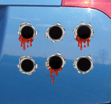 Autocollant Voiture impact de balle avec du sang - TenStickers