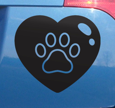 Autocollant Voiture Pattes de chien au grand coeur - TenStickers