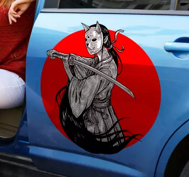 Autocollant voiture silhouette de fille ninja - TenStickers