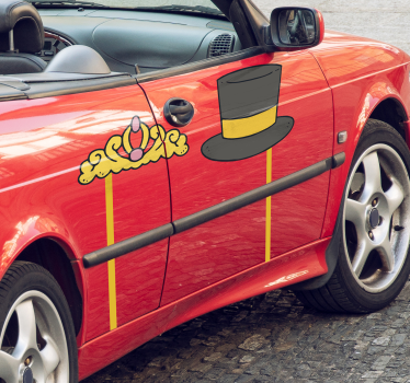 Autocollant Voiture Mariage chapeau et couronne - TenStickers