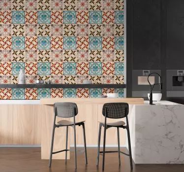 Motifs hydrauliques adhésifs pour carrelage mural - TenStickers