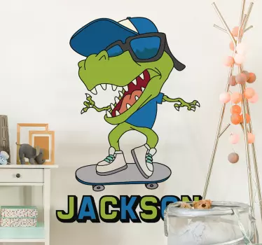 Patin dino avec décoration murale nom - TenStickers
