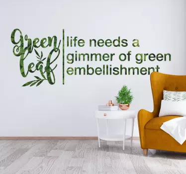 Phrase stickers muraux texte feuille verte style nordique - TenStickers