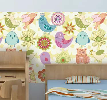 Sticker Enfant Oiseaux Colorés - TenStickers
