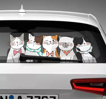 Autocollant Voiture Famille de Chats - TenStickers