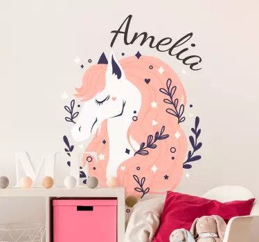 Sticker Animal Ferme Cheval avec nom personnalisé - TenStickers