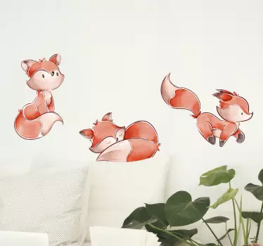 Sticker Animal Sauvage Ensemble de renards aquarelle - TenStickers