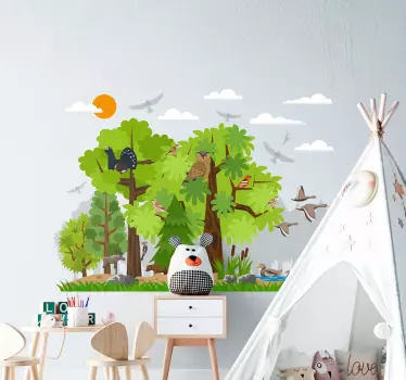 Sticker Animal Sauvage et de la forêt et arbres - TenStickers