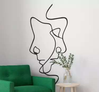 Stickers art déco visages minimalistes - TenStickers