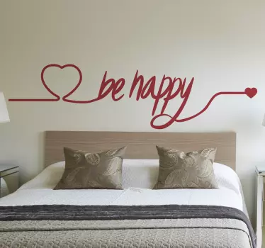 Sticker amour citation "Be happy cœur" - TenStickers