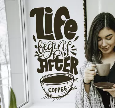 Sticker Maison Life Begins After Coffee - TenStickers