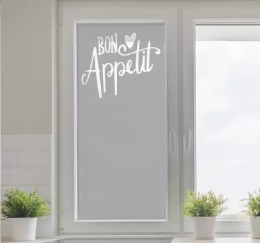 Sticker cuisine pour vitre "Bon Appétit" opaque - TenStickers