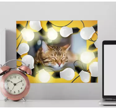 Sticker cadre chat dormant entouré - TenStickers