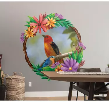 Sticker cadre illustration aviaire vibrante - TenStickers