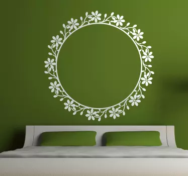 Sticker cadre rond floral - TenStickers