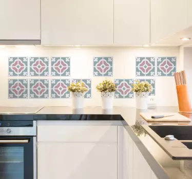Sticker carrelage hydraulique floral - TenStickers