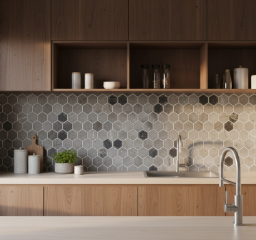Sticker carrelage marbre hexagonal noir - TenStickers