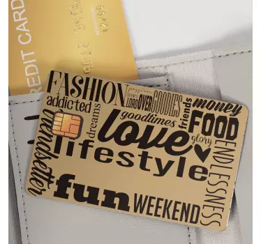 Sticker carte bancaire mots noirs - TenStickers