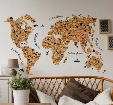 Sticker carte du monde texte - TenStickers