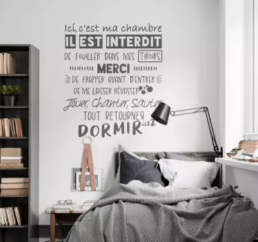 Sticker chambre ado règles ne pas déranger - TenStickers