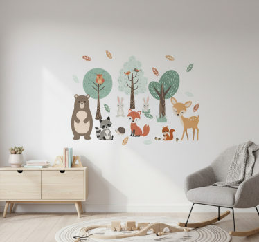 Sticker chambre enfant animaux d'automne paisibles - TenStickers