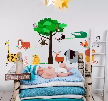 Sticker Maison Dessin Animaux Sauvages - TenStickers