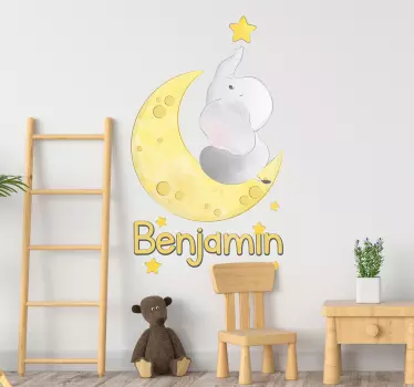 Sticker Maison Lune et Éléphant - TenStickers
