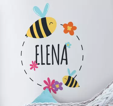 Sticker Maison Nom Personnalisé Abeilles - TenStickers