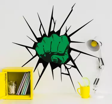 Sticker trompe l'œil poing de super-héros vert - TenStickers