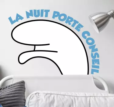 Sticker Maison Schtroumpf dormeur texte - TenStickers